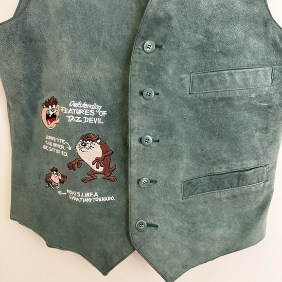 Vintage 90s Looney Tunes Tasmanian Devil Suede Vest X-Small Warner Brothers - Picture 4 of 10